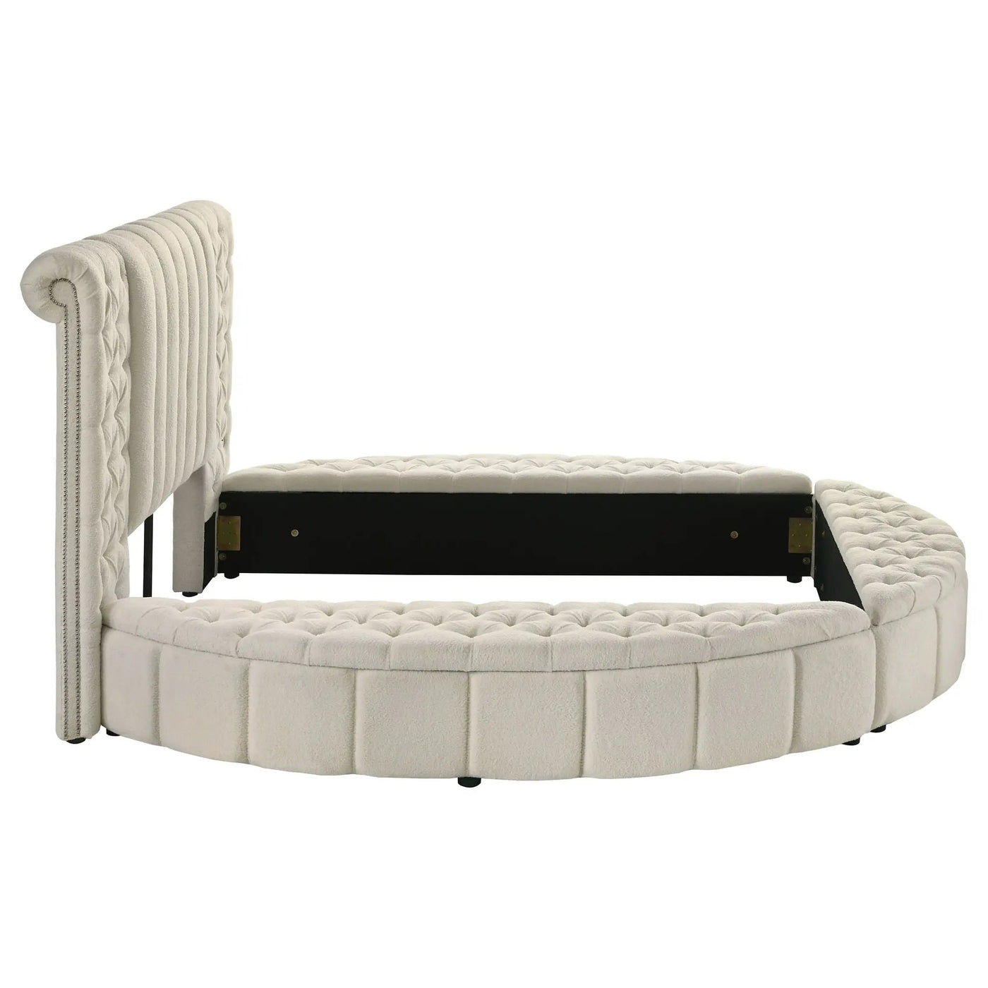 Santiago - Upholstered Round Storage Bed With Built In Charging Ports by HouseOfZazla