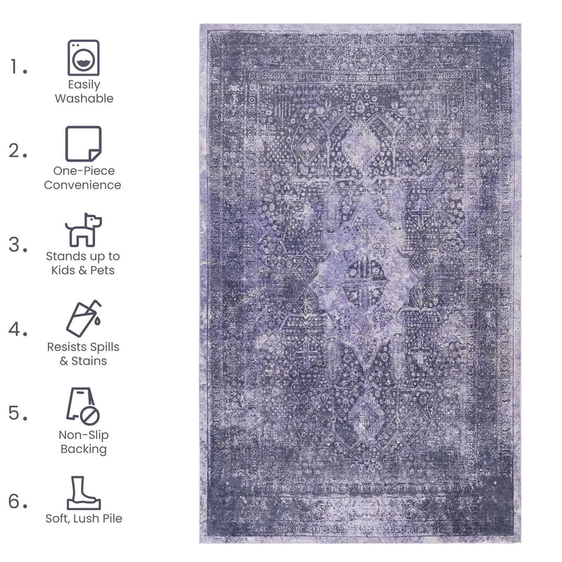 Maval - 8' X 10' Washable Area Rug - Anthracite by Unique Piece Furniture