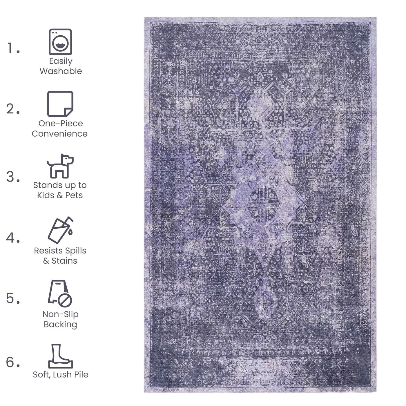 Maval - Washable Area Rug by HouseOfZazla