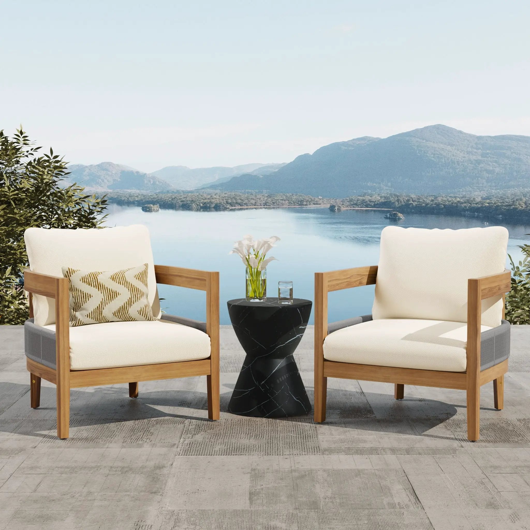 Porto - Outdoor Club Chair - Teak / Beige by HouseOfZazla