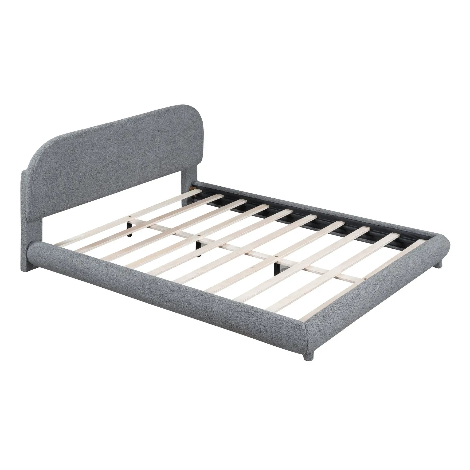 Upholstered Platform Bed With Thick Solid Frame And Stylish Curve-Shaped Design by Unique Piece Furniture