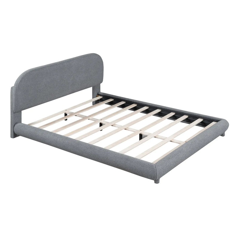 Upholstered Platform Bed With Thick Solid Frame And Stylish Curve-Shaped Design by Unique Piece Furniture