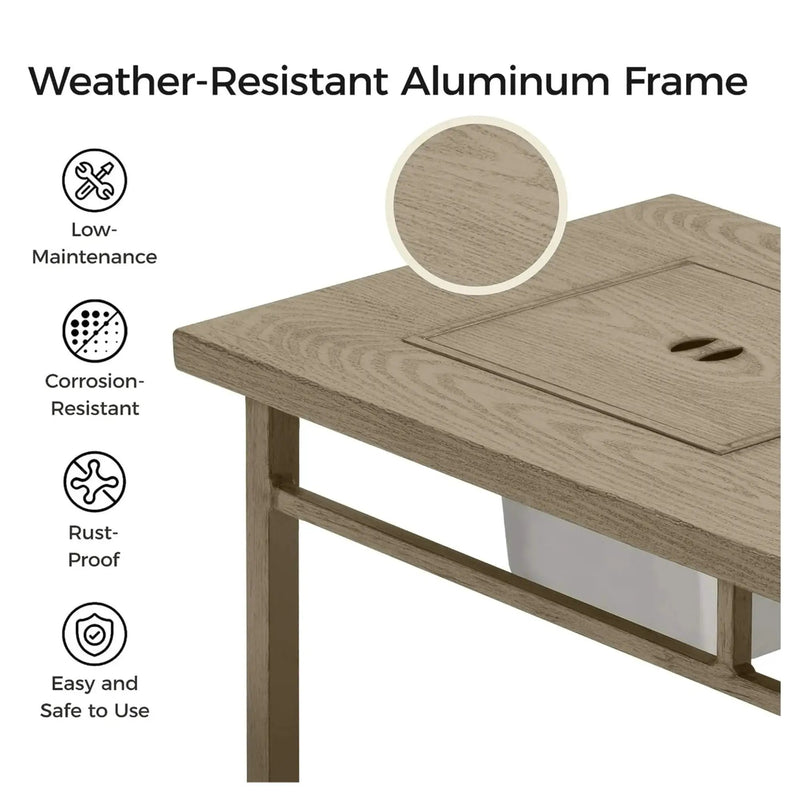 3 In 1 Outdoor Propane Fire Pit Table 50, 000 BTU With Ice Bucket - Beige by HouseOfZazla