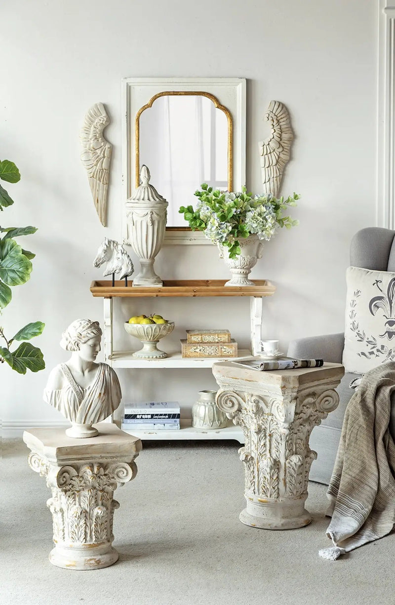 9.4x9.4x10.6' Decorative White Urn Planter with Distressed White Finish and Gold Accents by HouseOfZazla