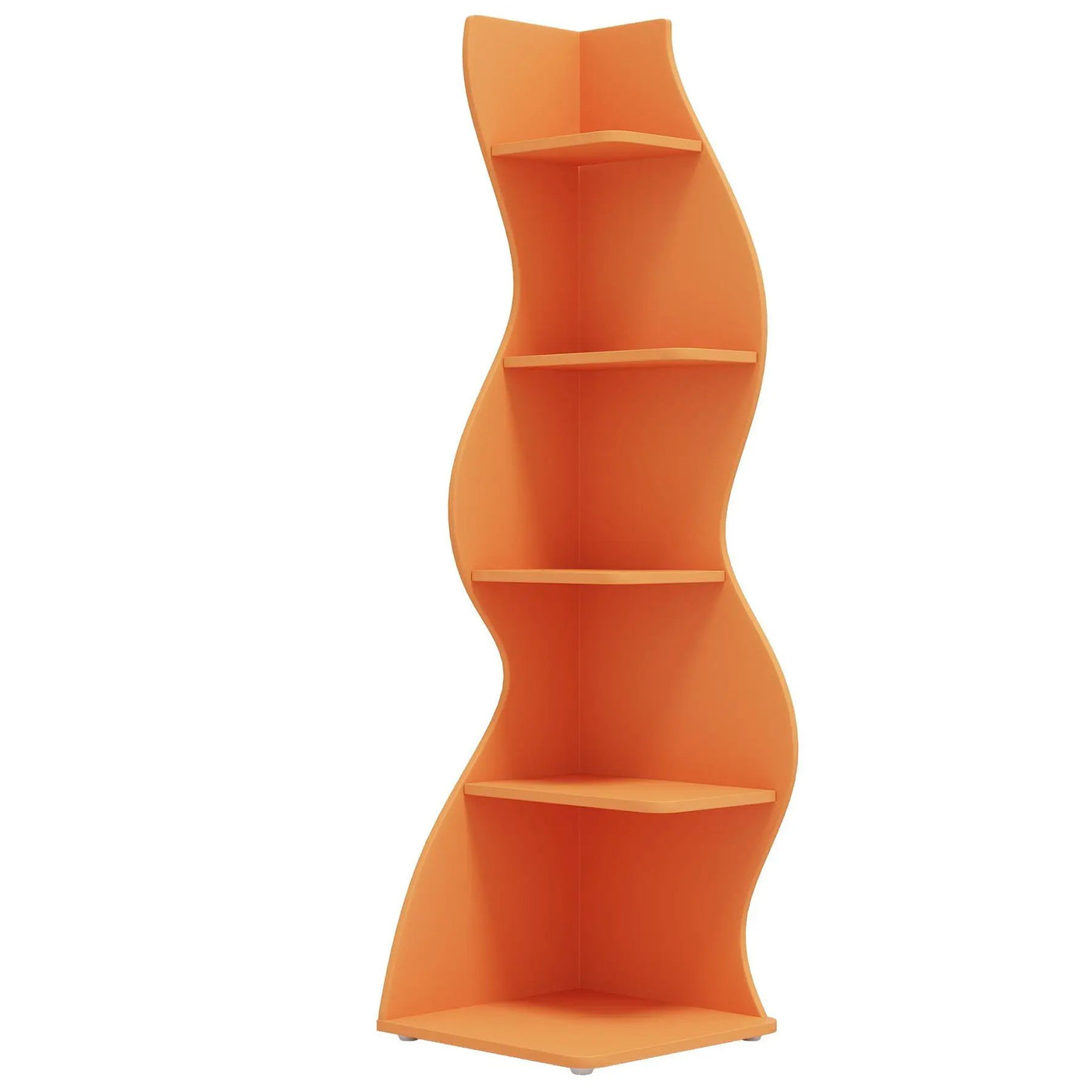 5 Tier Wavy Corner Bookshelf And Plant Stand For Living Room by HouseOfZazla