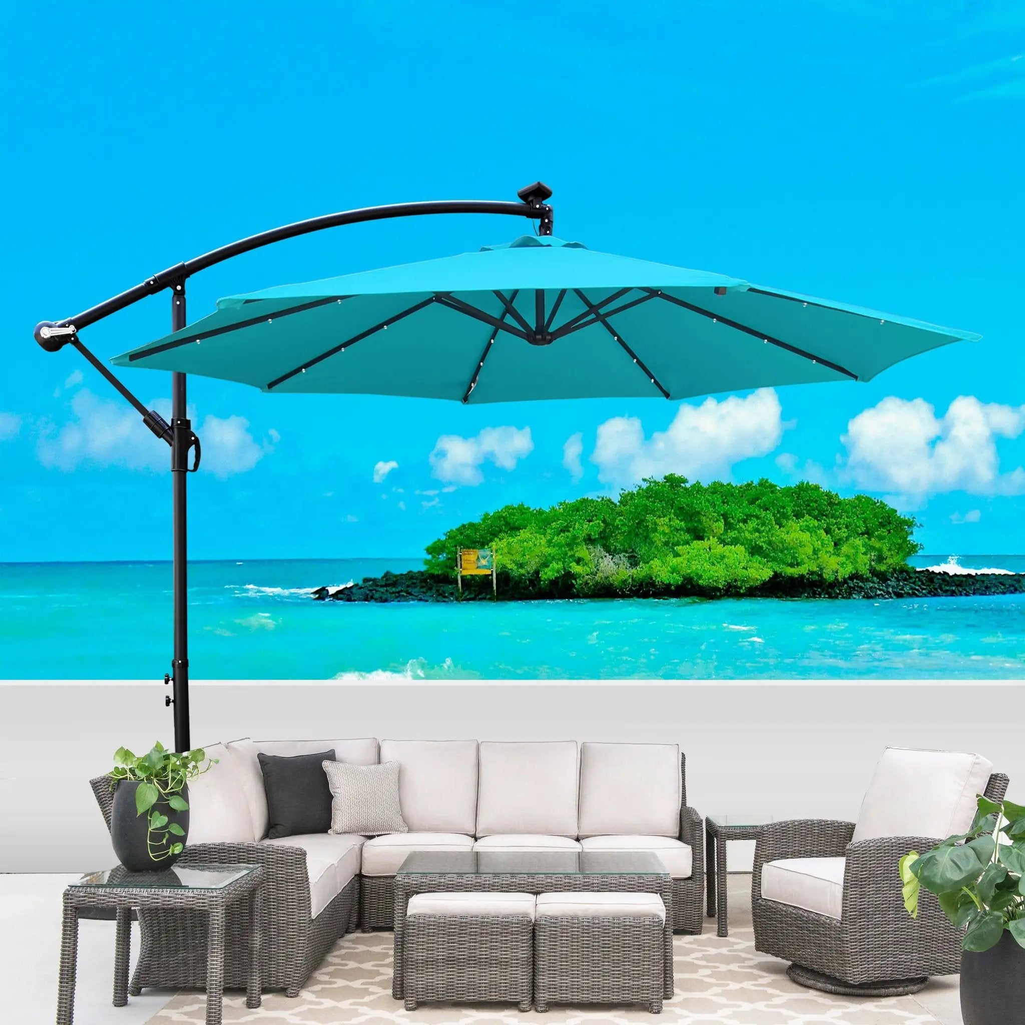 10 ft Outdoor Patio Umbrella Solar Powered LED Lighted Sun Shade by HouseOfZazla