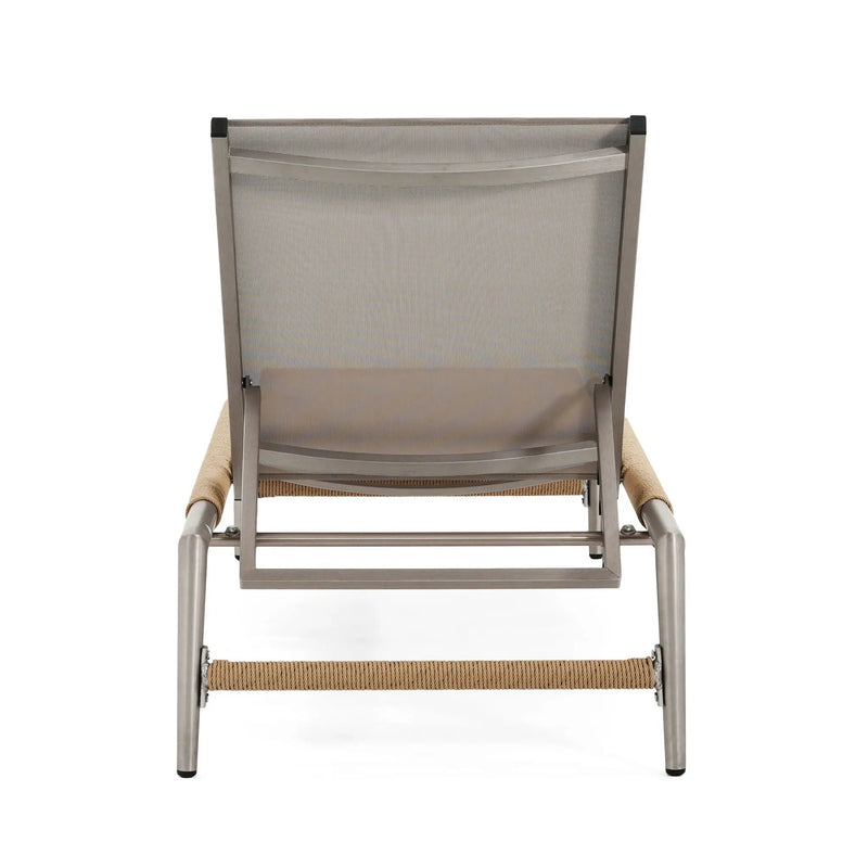 Hargrove Outdoor Aluminum Chaise Lounge with Mesh Seat by HouseOfZazla