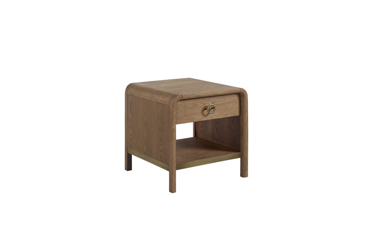 Waterfall End Table with Drawer and Shelf - Light Brown, photo 5 of 6