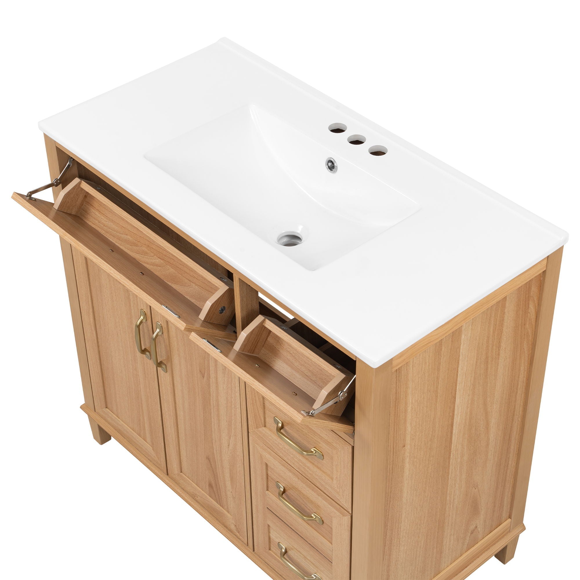 Bathroom Vanity With Sink, Soft Close Doors & Drawers - Wood by HouseOfZazla