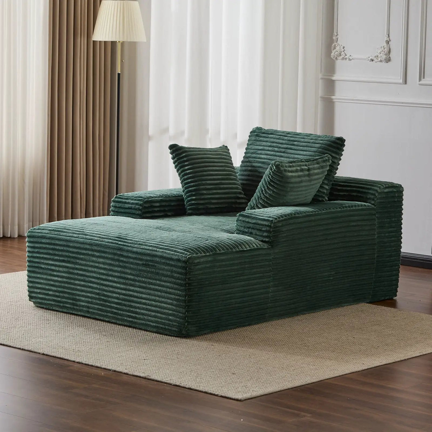 Oversized Chaise Lounge Chair Cozy Cloud Couch With 3 Throw Pillows And Wide Armrest by HouseOfZazla