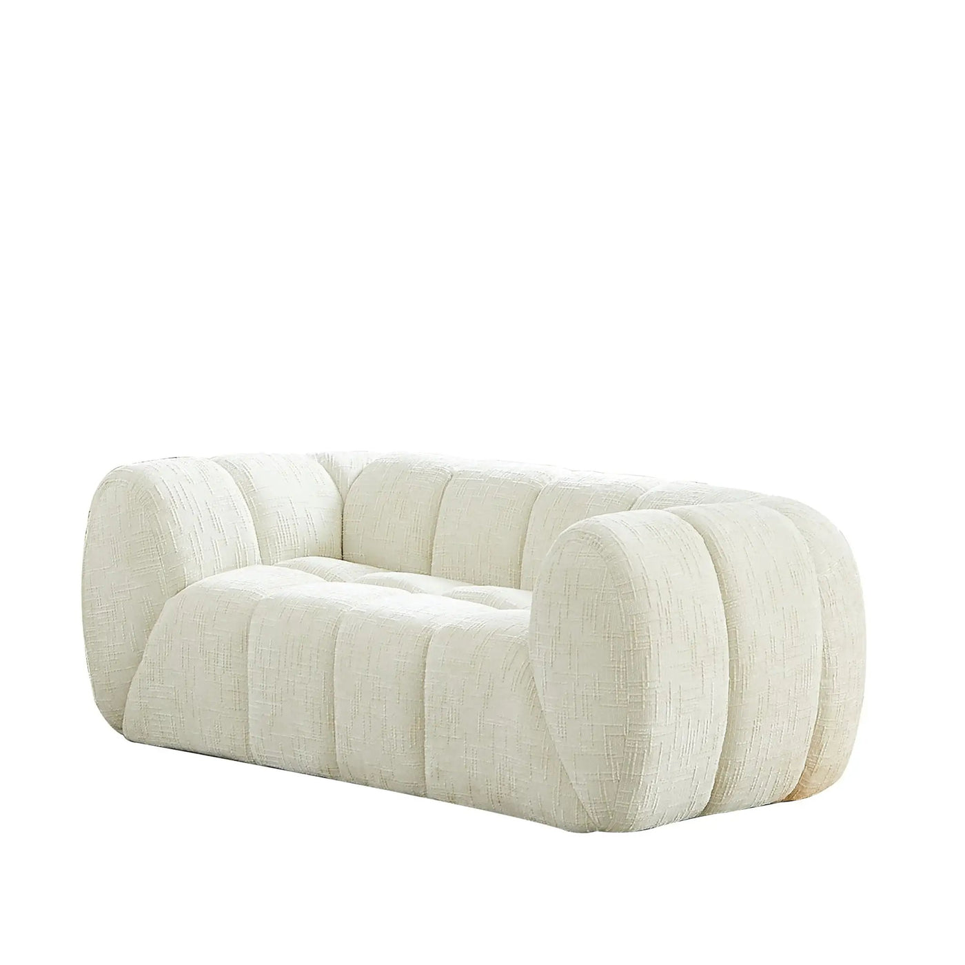 Quilted Cloud Sofa With Rounded Armrests And Piano Key Backrest Design by HouseOfZazla