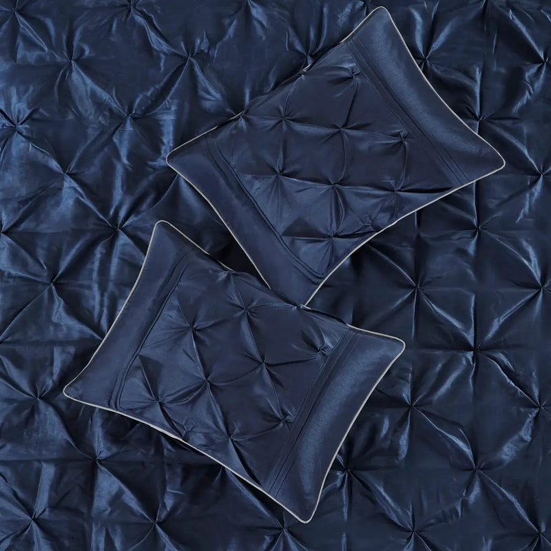 7 Piece Tufted Comforter Set Navy Queen by HouseOfZazla