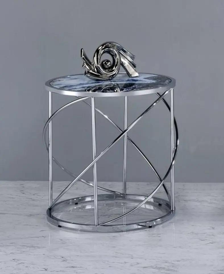 Lyda - Marble Print End Table - Blue by Unique Piece Furniture