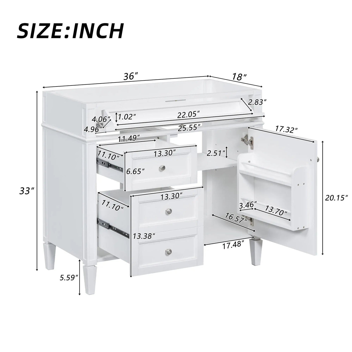 Bathroom Vanity With 2 Drawers and Tip-Out Storage Cabinet by HouseOfZazla
