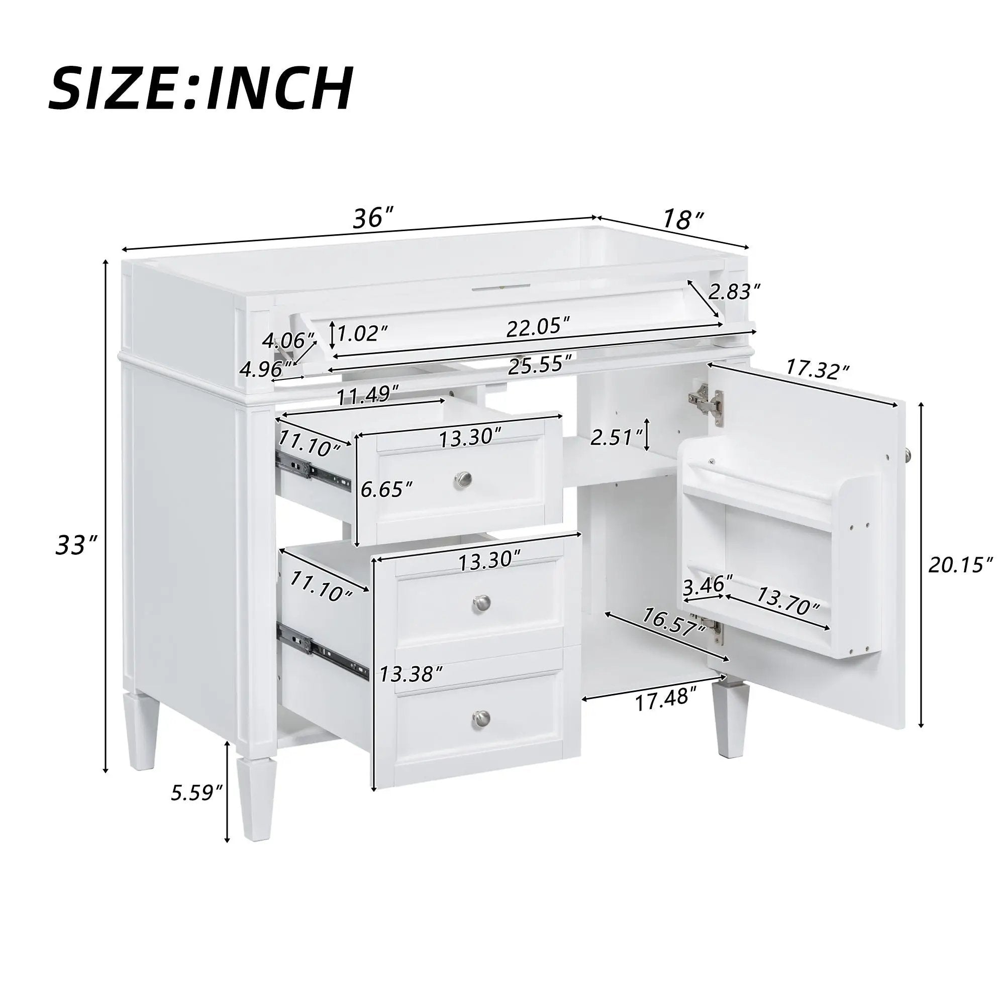 Bathroom Vanity With 2 Drawers and Tip-Out Storage Cabinet by HouseOfZazla