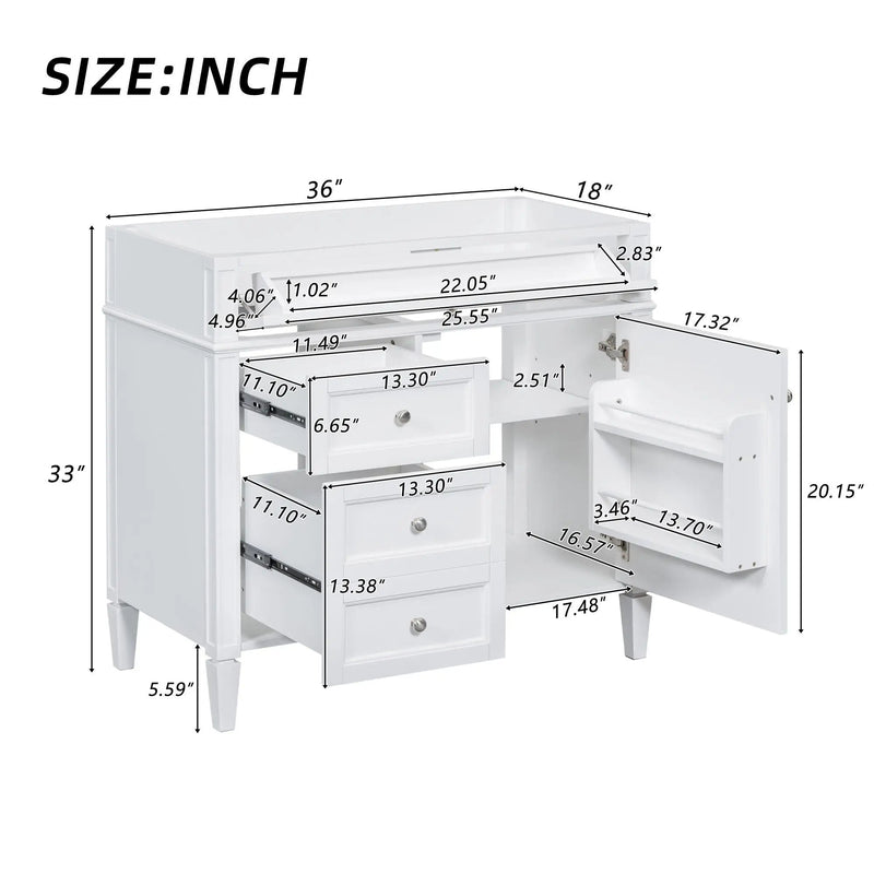 Bathroom Vanity With 2 Drawers and Tip-Out Storage Cabinet by HouseOfZazla