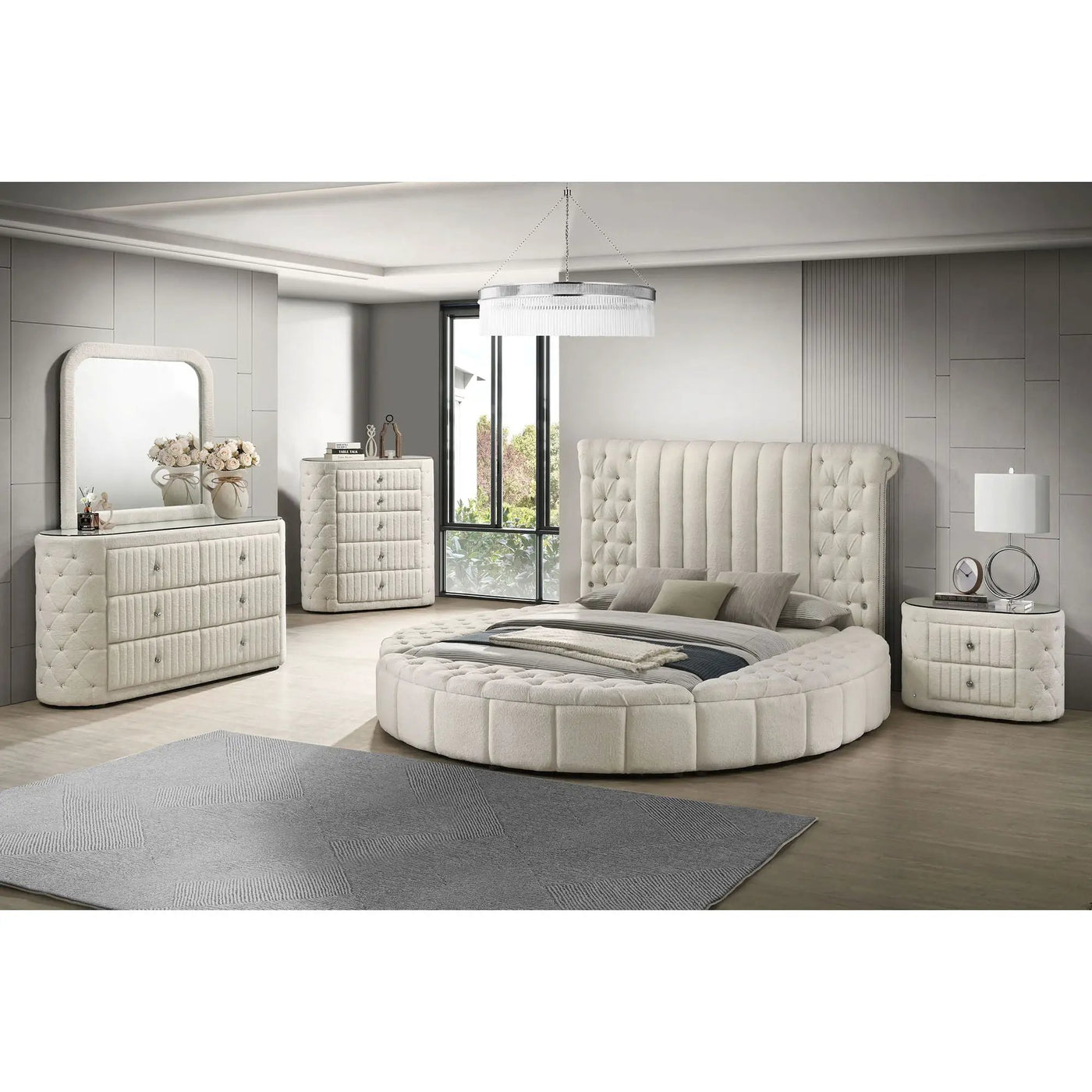 Santiago - Upholstered Round Storage Bed With Built In Charging Ports by HouseOfZazla