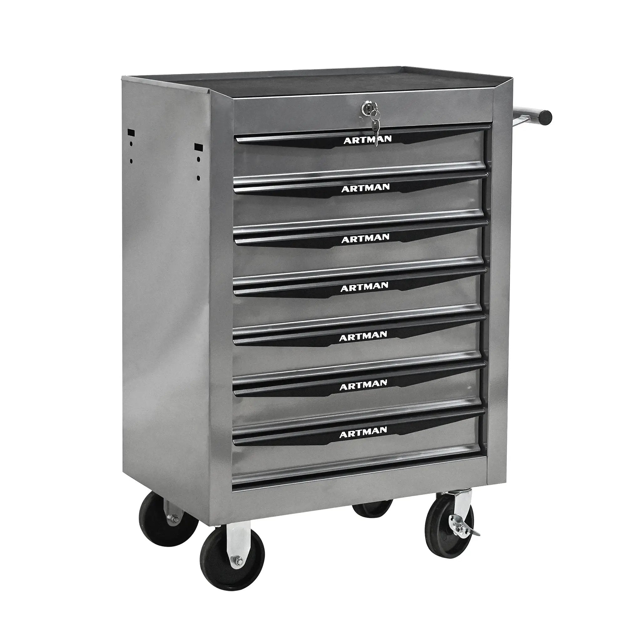 Rolling Metal Tool Chest with 7 Drawers, 20" Cabinet Silver by HouseOfZazla