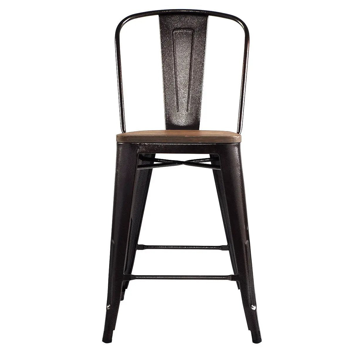 Set of 4 Industrial Metal Counter Stool Dining Chairs with Removable Backrests by DirectDeals