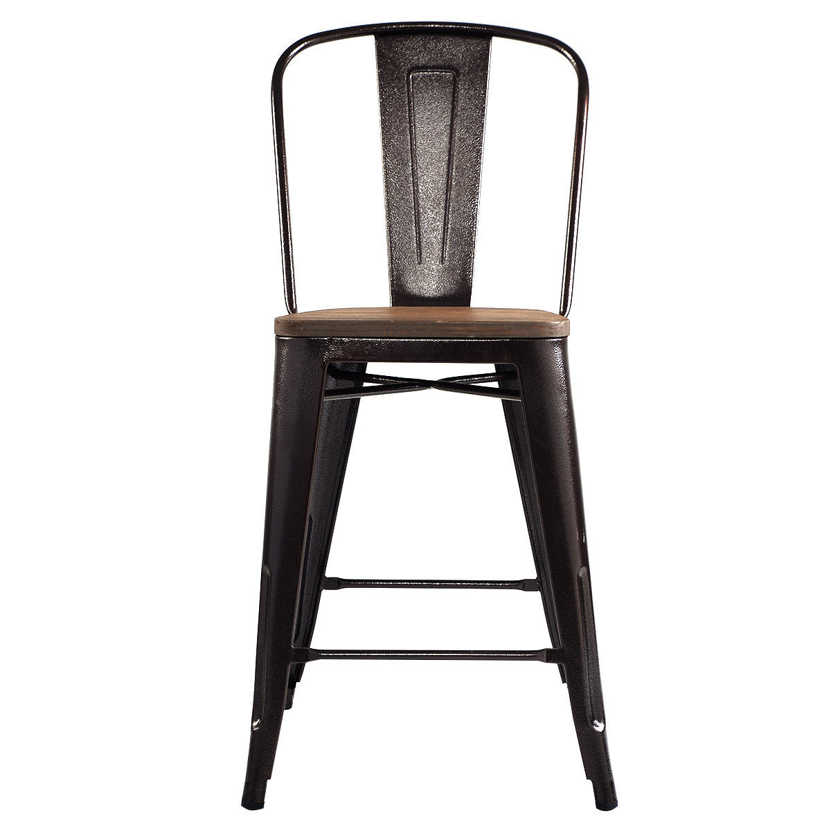 Set of 4 Industrial Metal Counter Stool Dining Chairs with Removable Backrests by DirectDeals