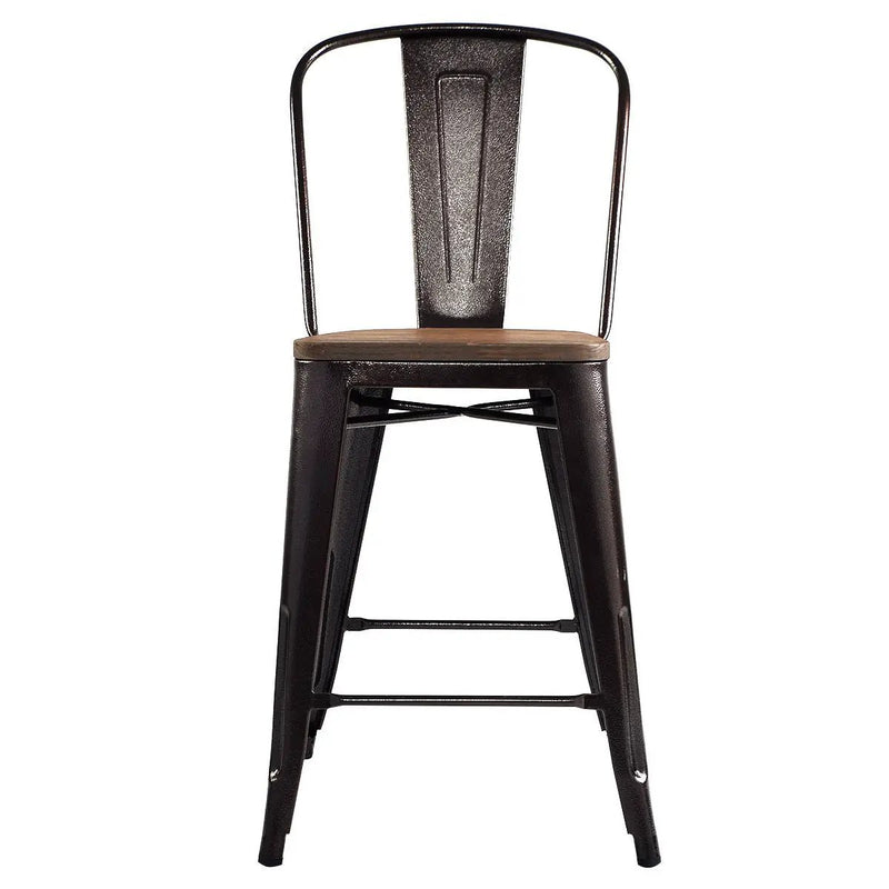 Set of 4 Industrial Metal Counter Stool Dining Chairs with Removable Backrests by DirectDeals