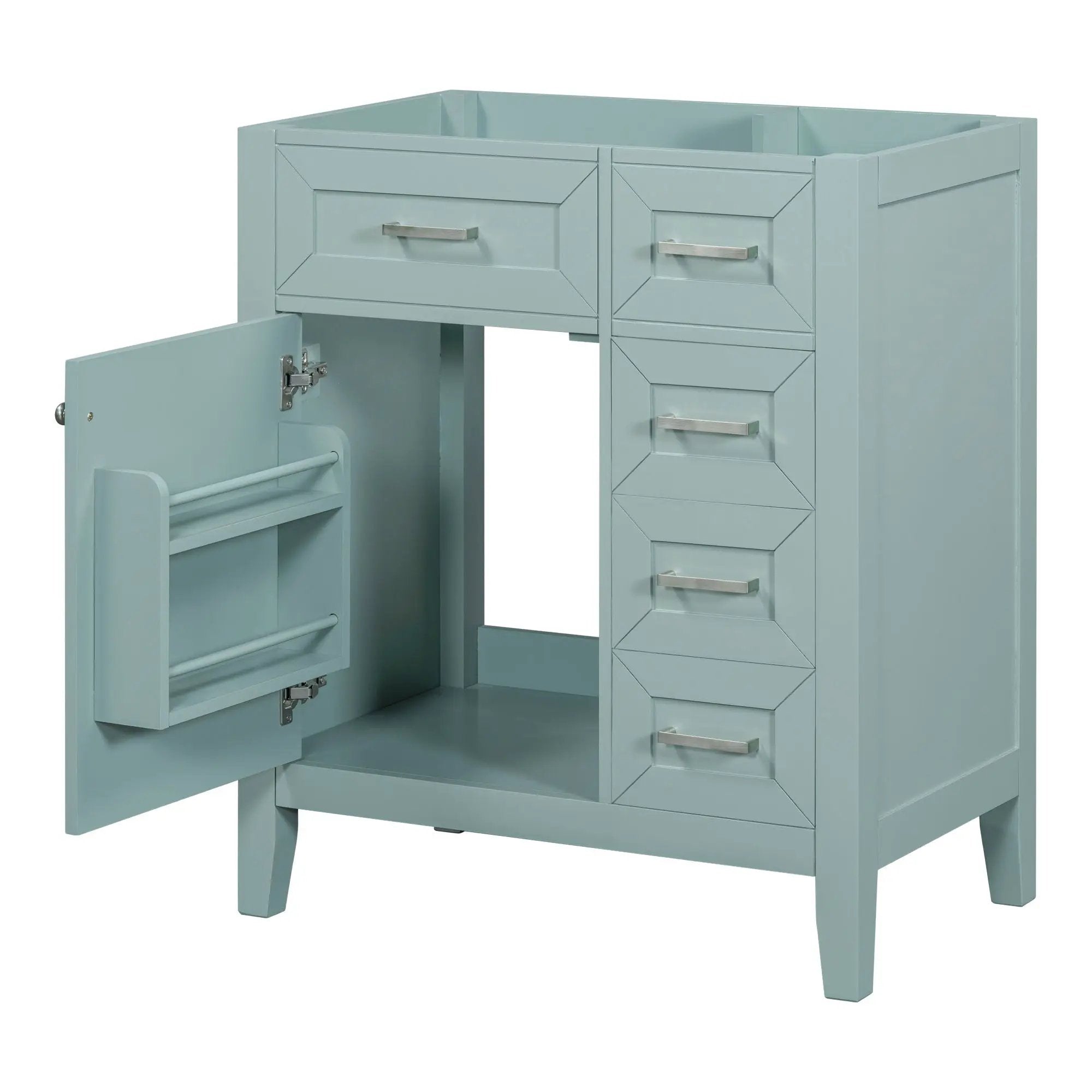 30" Bathroom Vanity Without Sink, Cabinet Base Only, Bathroom Cabinet With Drawers - Green by HouseOfZazla
