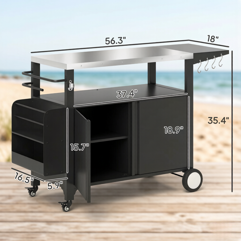 Convenient Kitchen Island, Movable Grill Cart Table, Oven Table, Versatile Bar Cart by HouseOfZazla