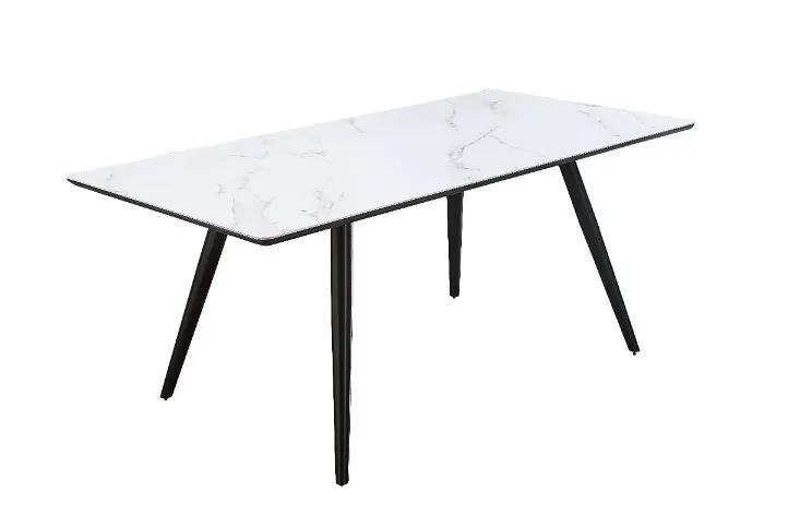 Caspian - Dining Table - White Printed Faux Marble Top & Black by Unique Piece Furniture