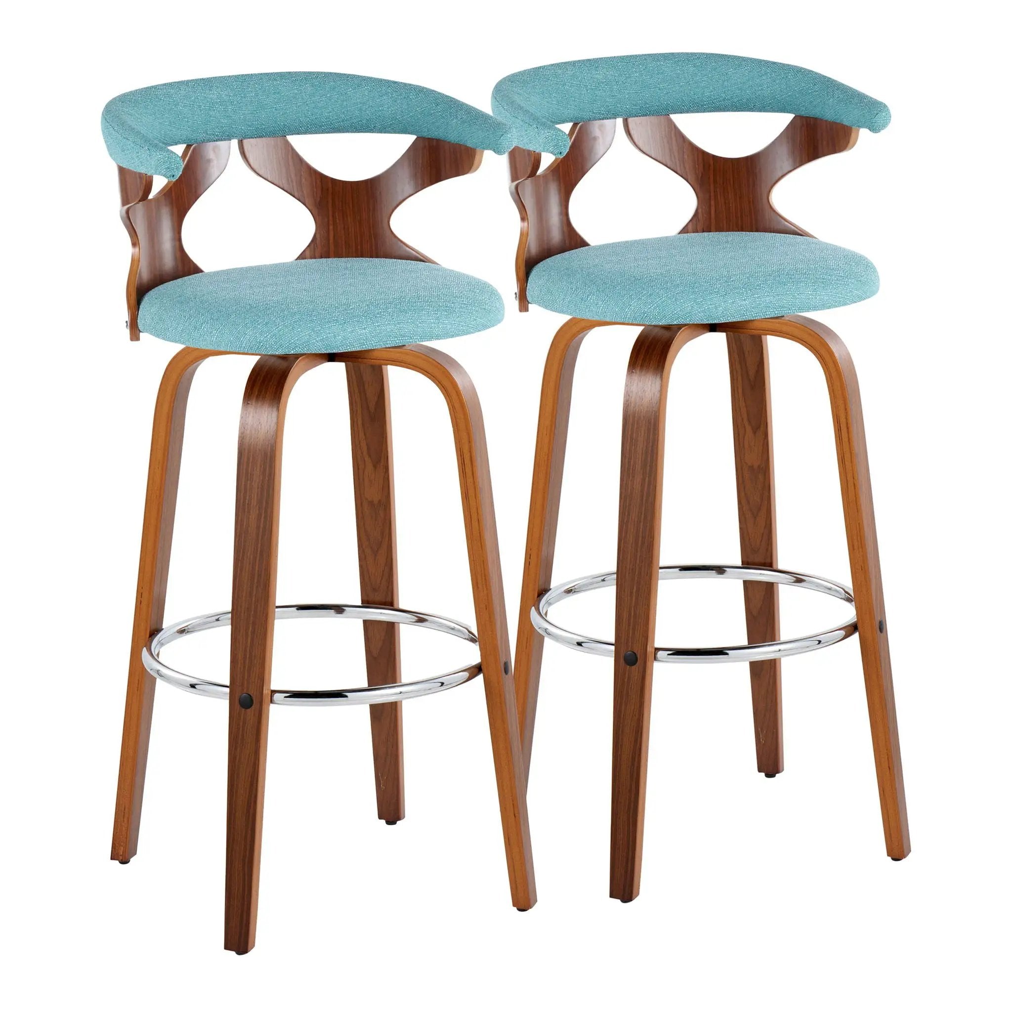 Gardenia - Mid Century Modern Fixed Height Barstool With Swivel With Round Footrest (Set of 2) by Unique Piece Furniture