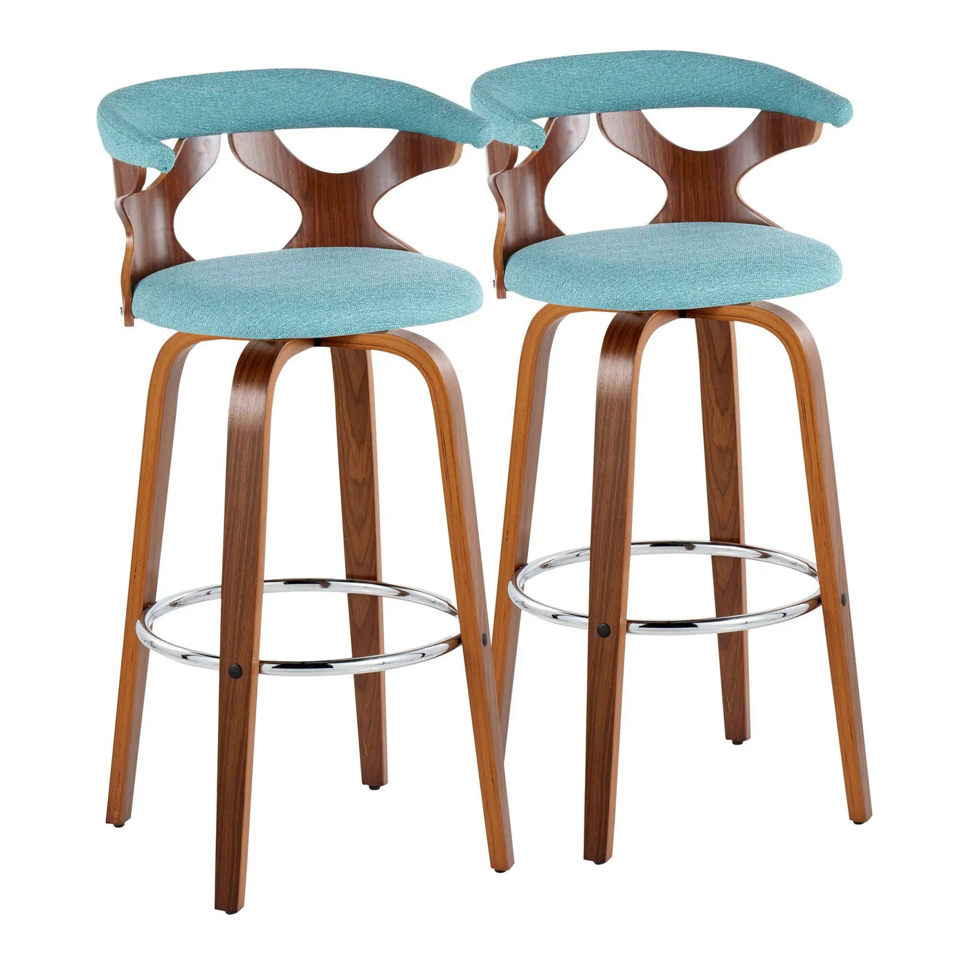 Gardenia - Mid Century Modern Fixed Height Barstool With Swivel With Round Footrest (Set of 2) by HouseOfZazla
