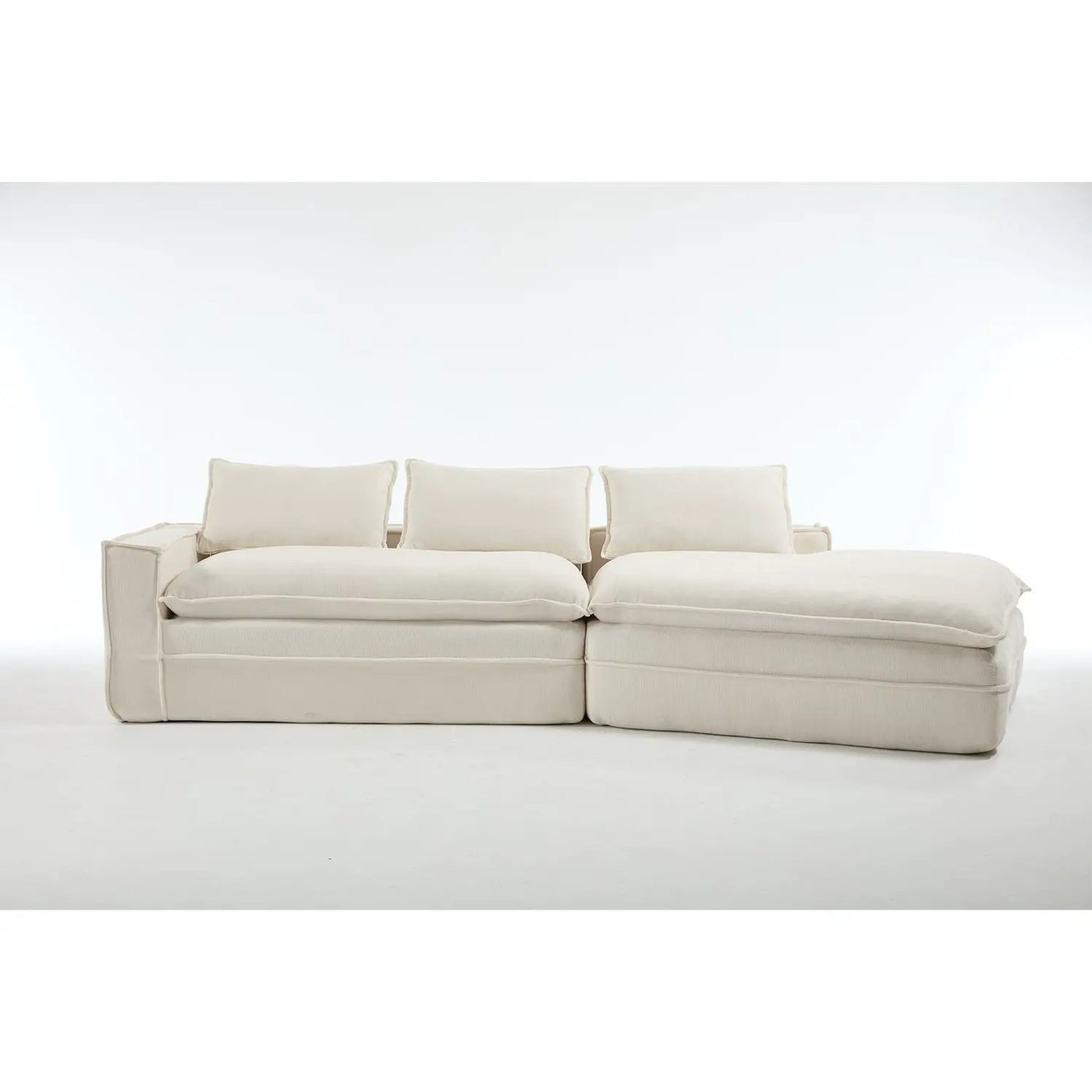 Modern Minimalist Modular Sectional Sofa With Deep Seats And Right Facing Chaise by Unique Piece Furniture