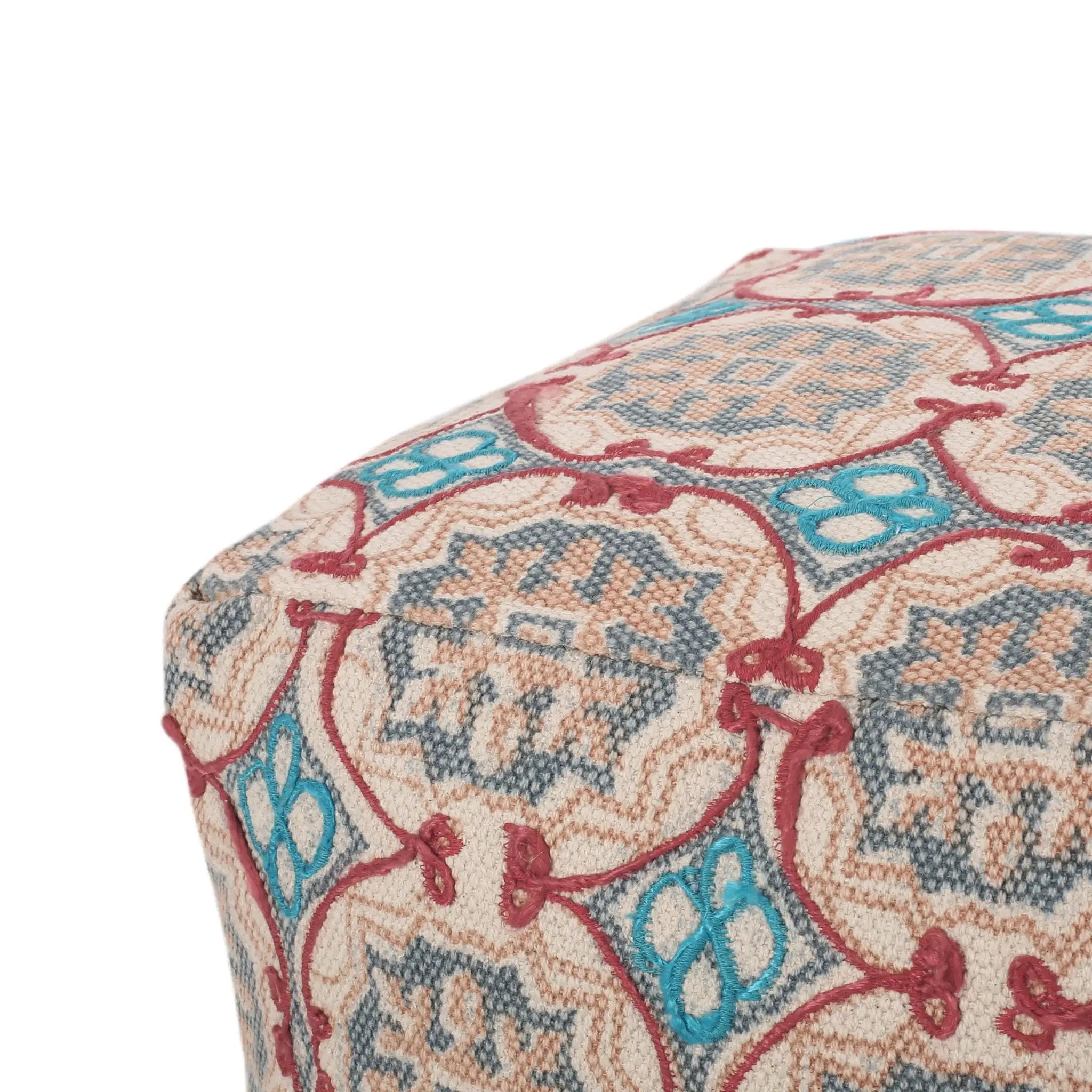 Amelia - Handcrafted Fabric Pouf, Rustic Elegance - Multicolored by HouseOfZazla