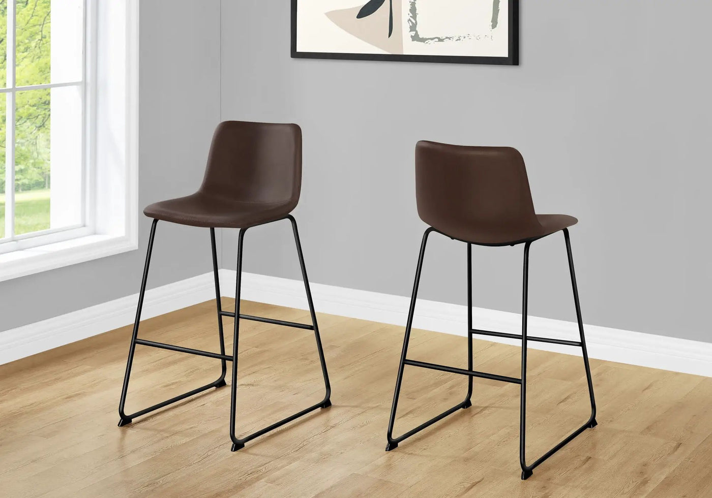 Bar Height Office Chair with Curved Backrest and Leather-Look Upholstery by HouseOfZazla