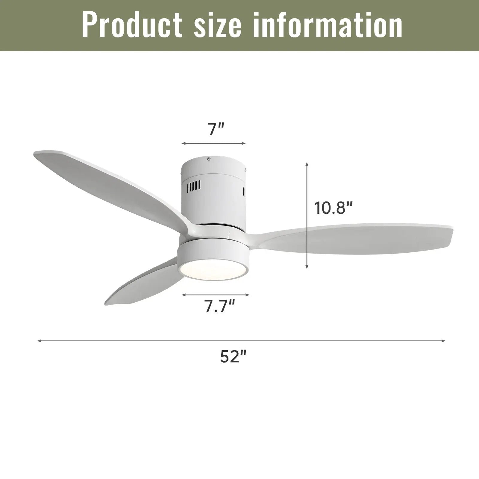 Indoor / Outdoor Ceiling Fan With Blades, Reversible DC Motor, Remote Controlled LED Light - White by Unique Piece Furniture