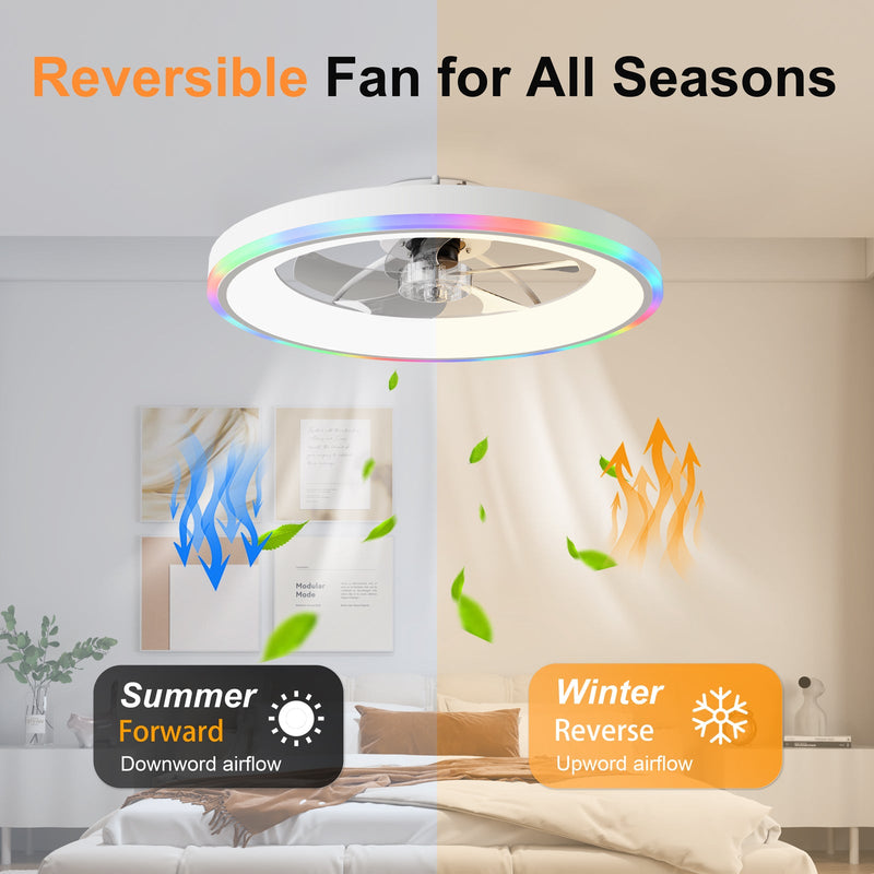 23.6" Modern RGB Ceiling Fan with Lights by HouseOfZazla