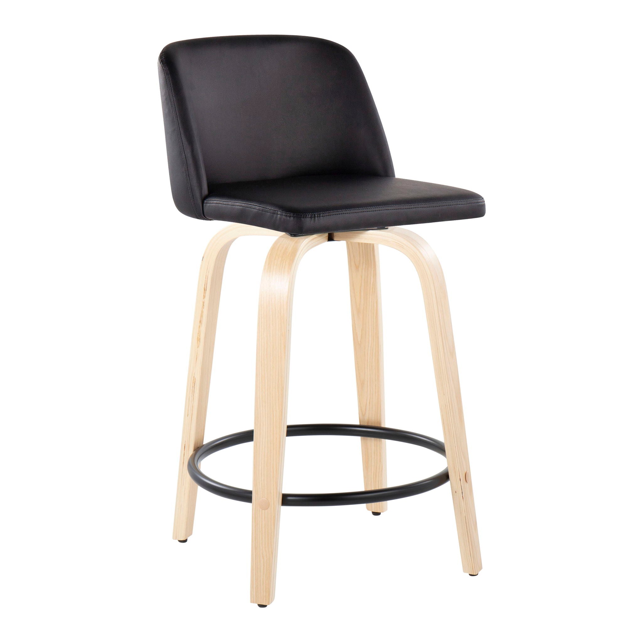 Toriano - Contemporary, Fixed Height Counter Stool With Swivel And Round Footrest (Set of 2) by HouseOfZazla