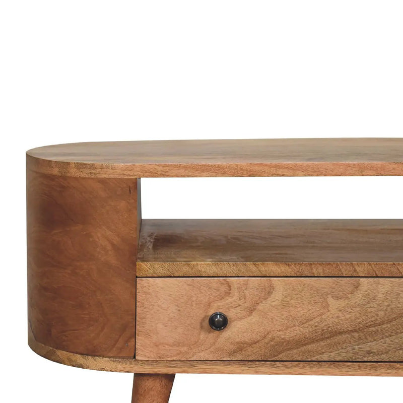 Solid Wood Mini Rounded Entertainment Unit, Nordic Legs by HouseOfZazla