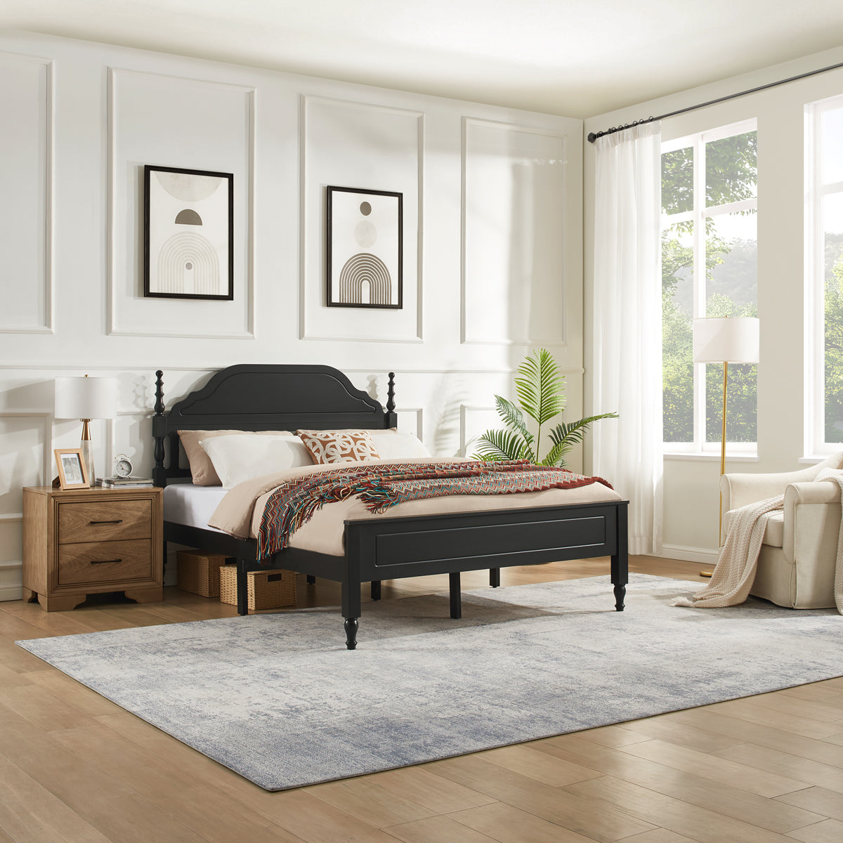 Elegant Bedroom Centerpiece Queen Bed with Padded Headboard Insert, photo 2 of 9