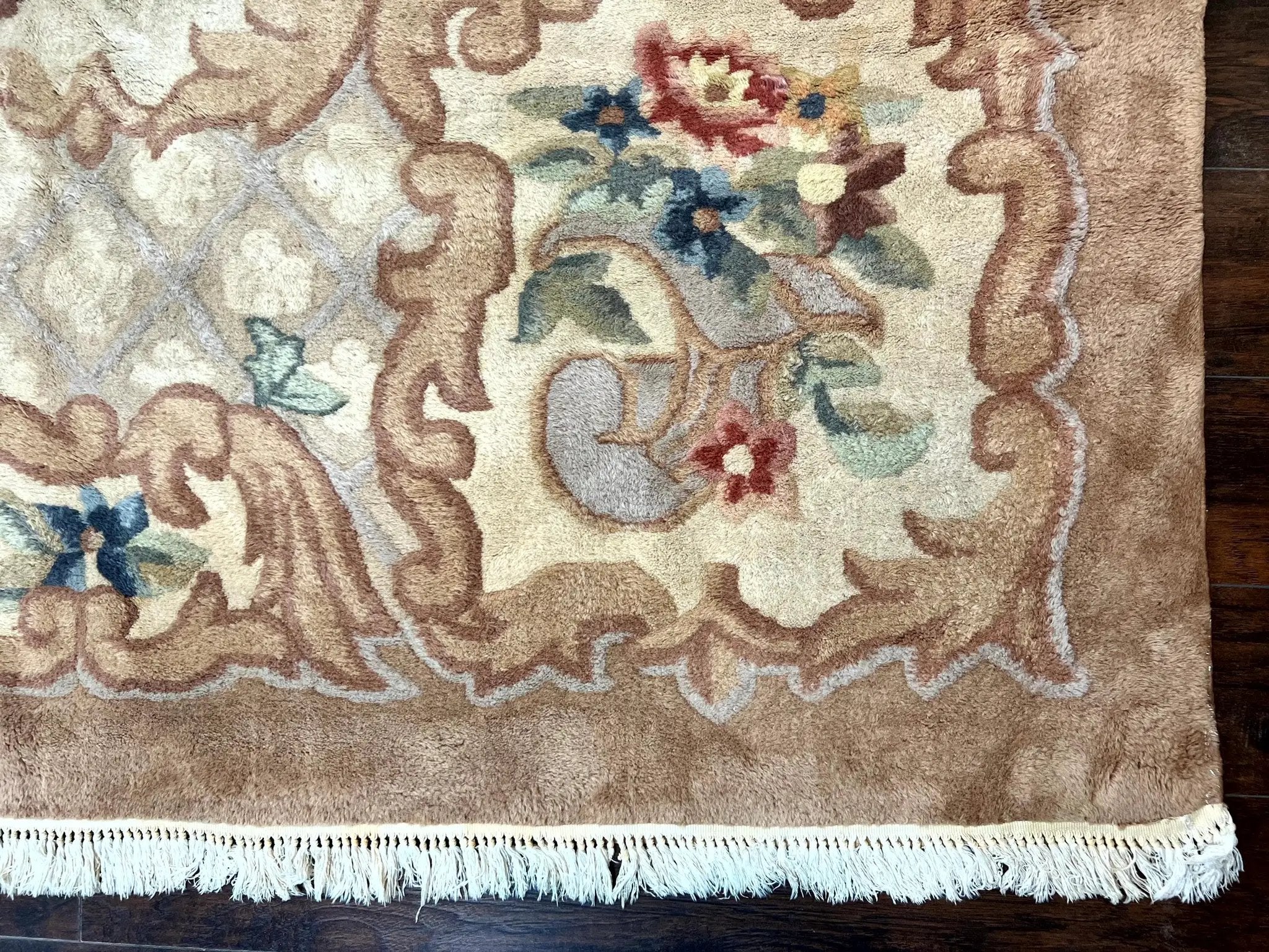 Indo Chinese Aubusson Wool Rug 11x16, Palace Sized Carpet, Oversized Handmade Vintage Rug, European Design by Jewel Rugs