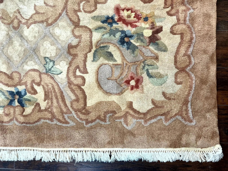 Indo Chinese Aubusson Wool Rug 11x16, Palace Sized Carpet, Oversized Handmade Vintage Rug, European Design by Jewel Rugs
