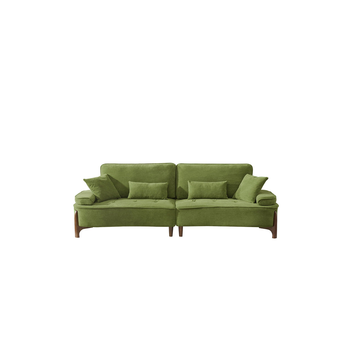 Deep Seated Fabric Stationary Sofa with Plush Pillows - Beige, Green, or Red, photo 3 of 12