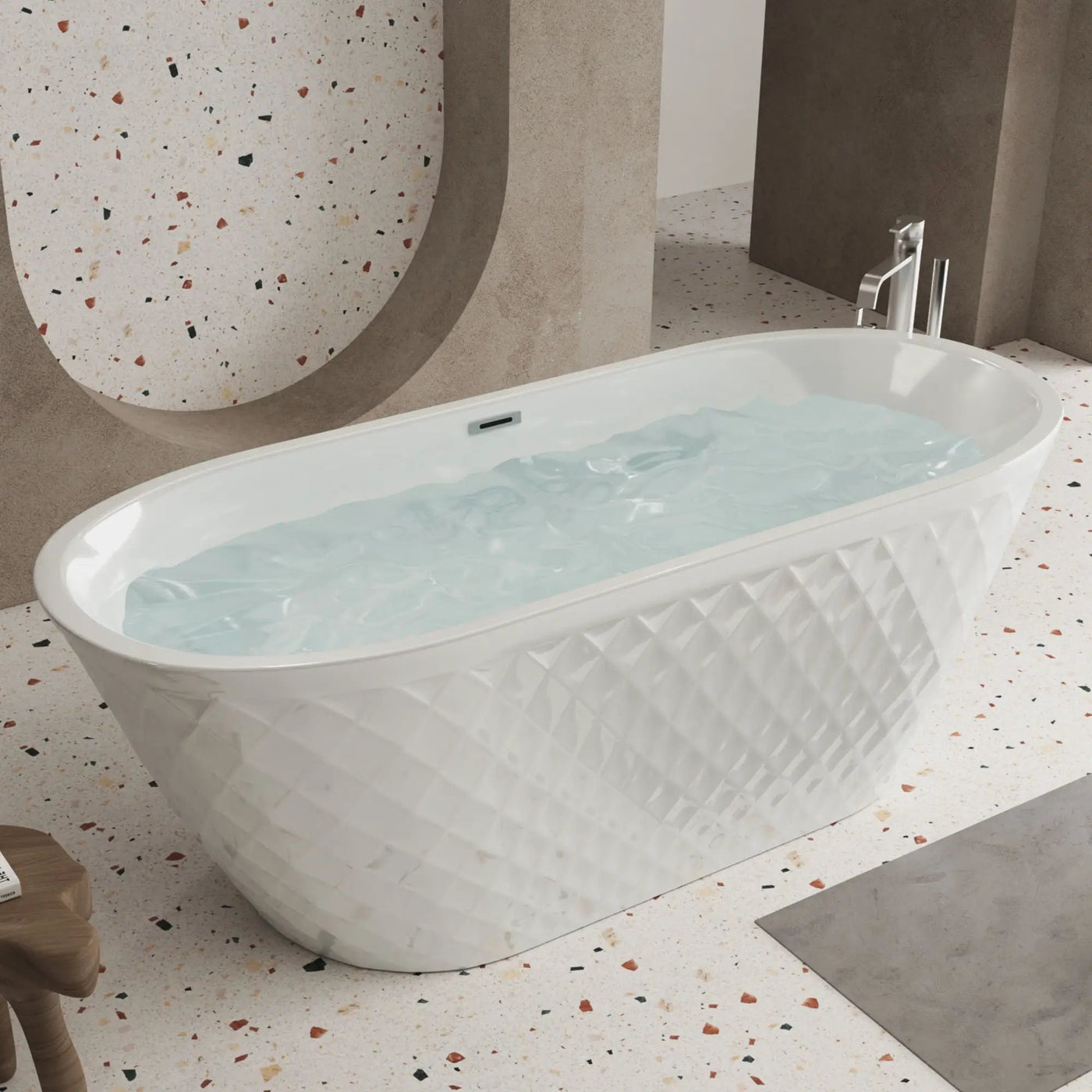 Freestanding Bathtub With Diamond Pattern Design by HouseOfZazla