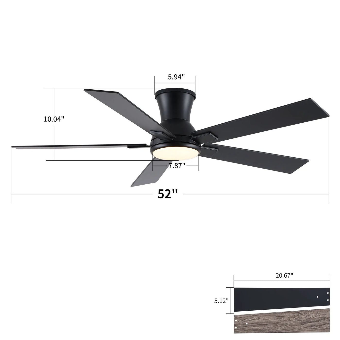 Low Profile Flush Mount Intergrated LED Ceiling Fan With Light And Reversible Quiet Motor by HouseOfZazla
