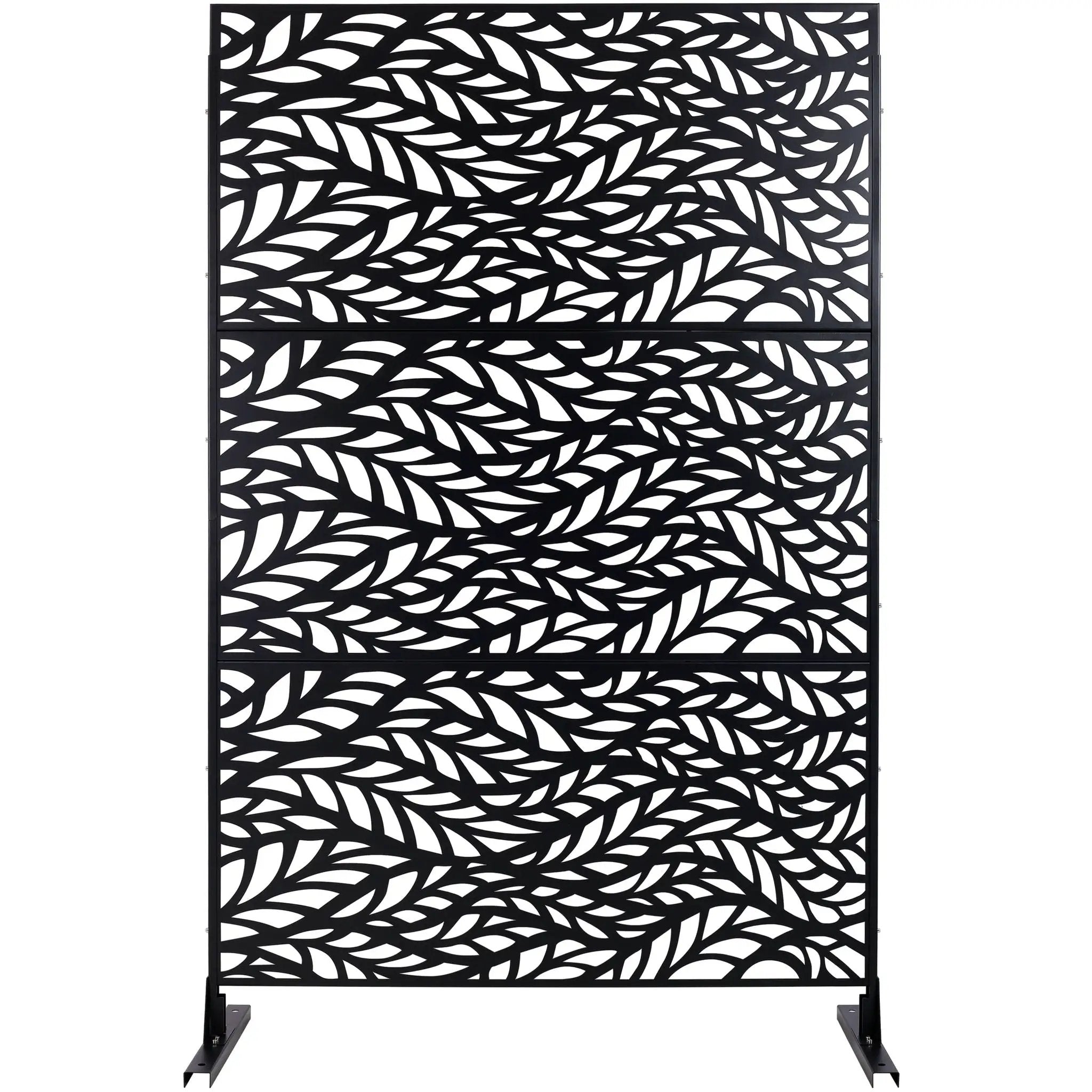 Outdoor & Indoor Privacy Screen Metal Privacy Screen, Freestanding Decorative Privacy Screen For Deck Balcony Patio - Black by HouseOfZazla