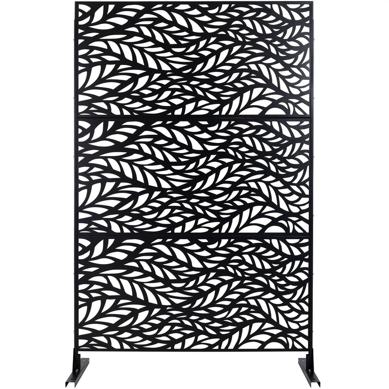 Outdoor & Indoor Privacy Screen Metal Privacy Screen, Freestanding Decorative Privacy Screen For Deck Balcony Patio - Black by HouseOfZazla