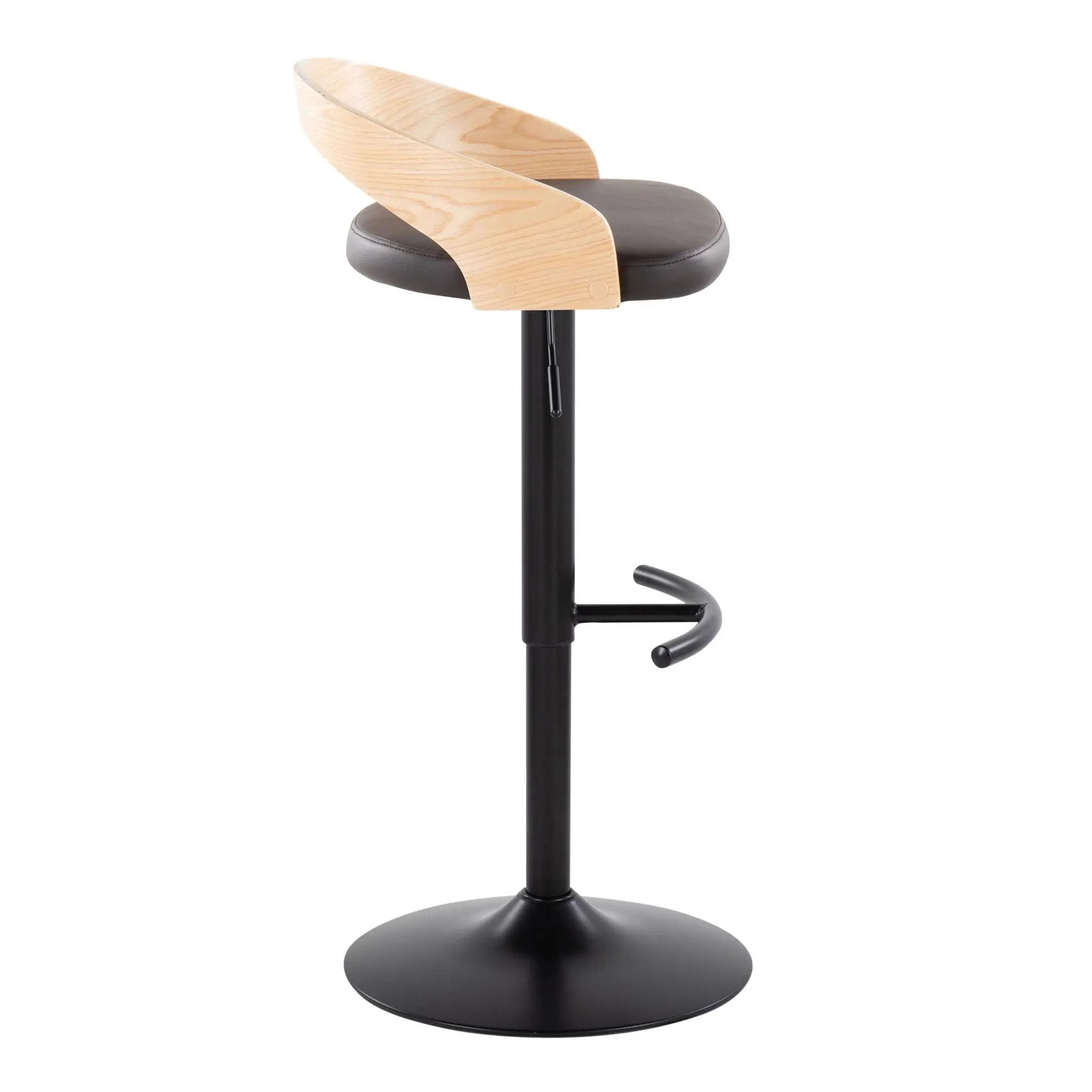 Grotto - Contemporary Adjustable Barstool With Swivel & Rounded T Footrest (Set of 2) by HouseOfZazla