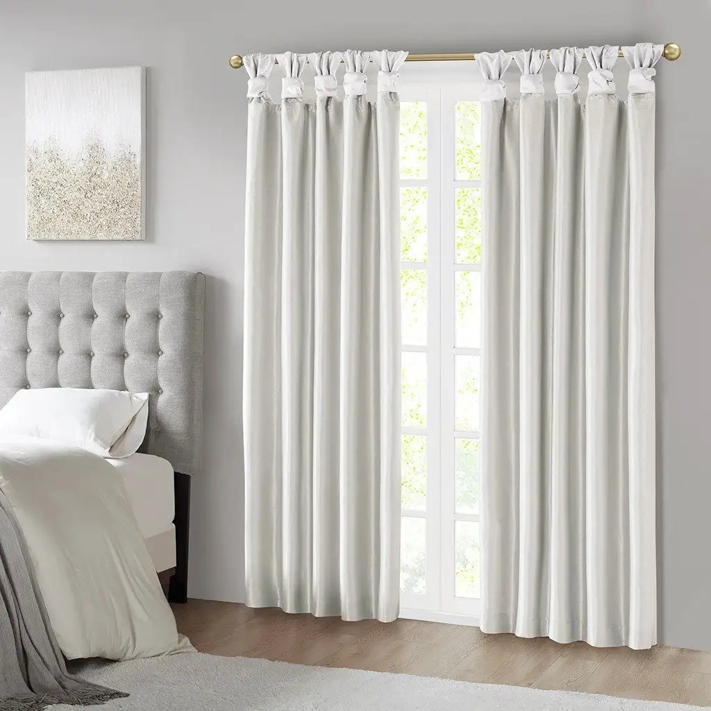Twist Tab Total Blackout Window Curtain Panel White 50x95 by HouseOfZazla