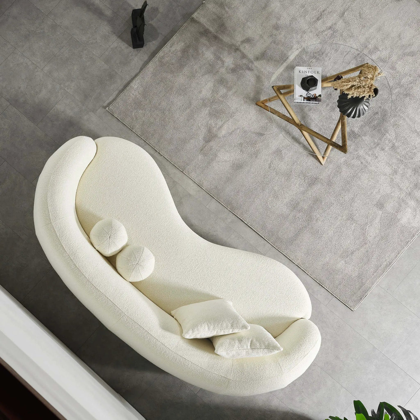 Drake - Japandi Style Curvy Boucle Sofa by HouseOfZazla