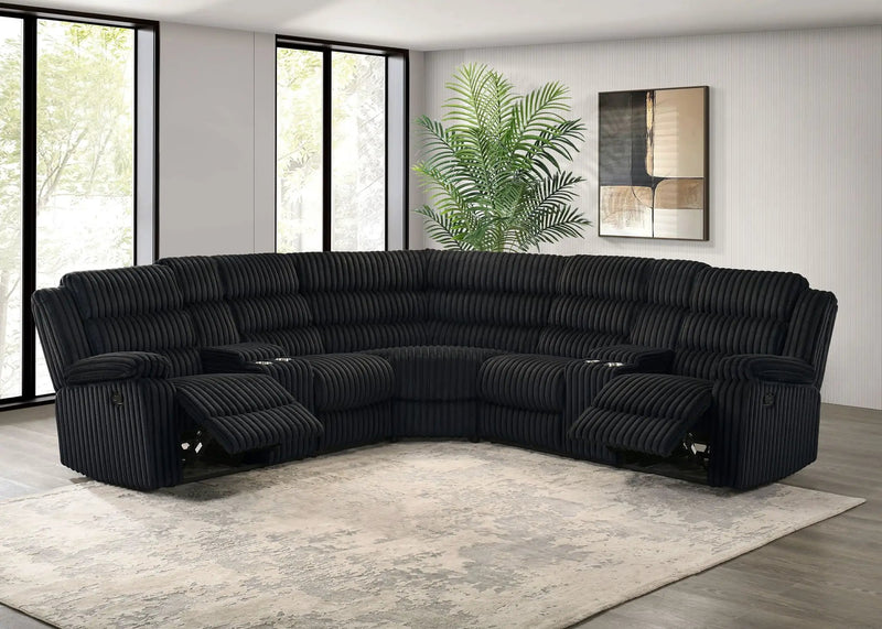 Atkinson Upholstered Reclining Sectional Sofa Black by Unique Piece Furniture