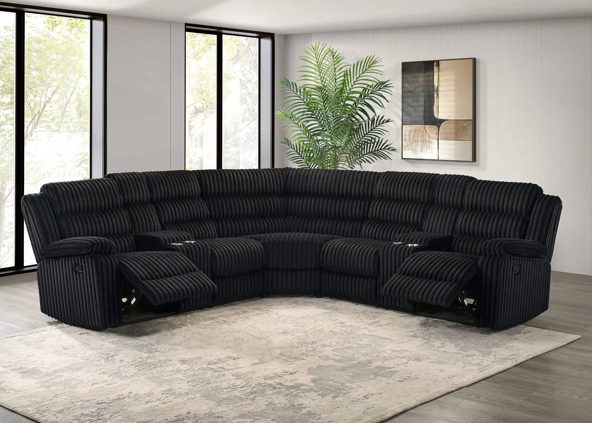 Atkinson Upholstered Reclining Sectional Sofa Black by Unique Piece Furniture